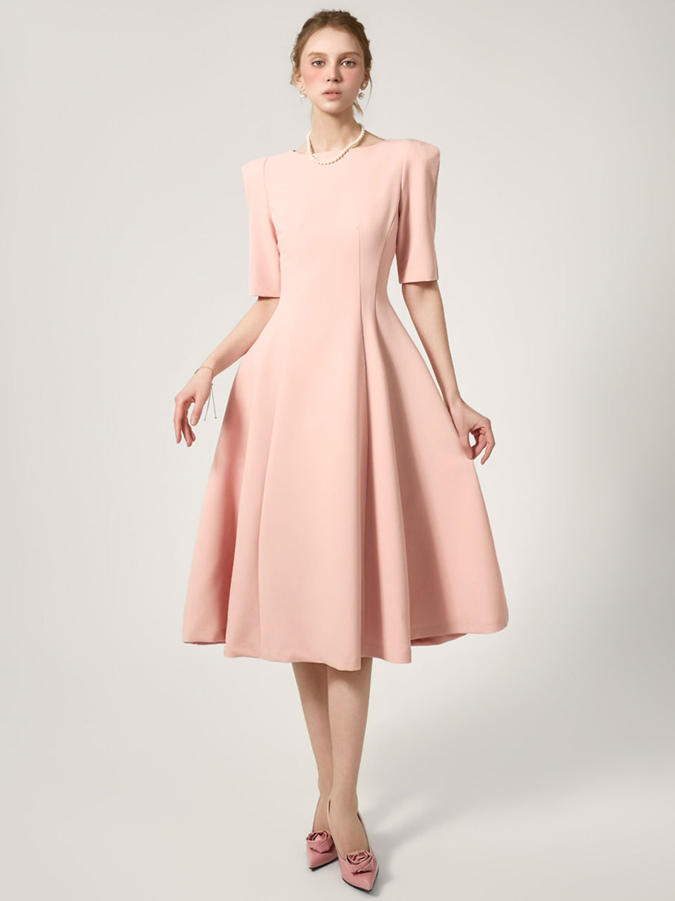 D5478 喇叭形中长连衣裙