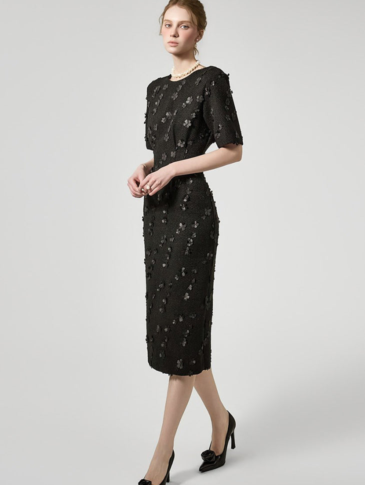 D5481 花朵修身连衣裙