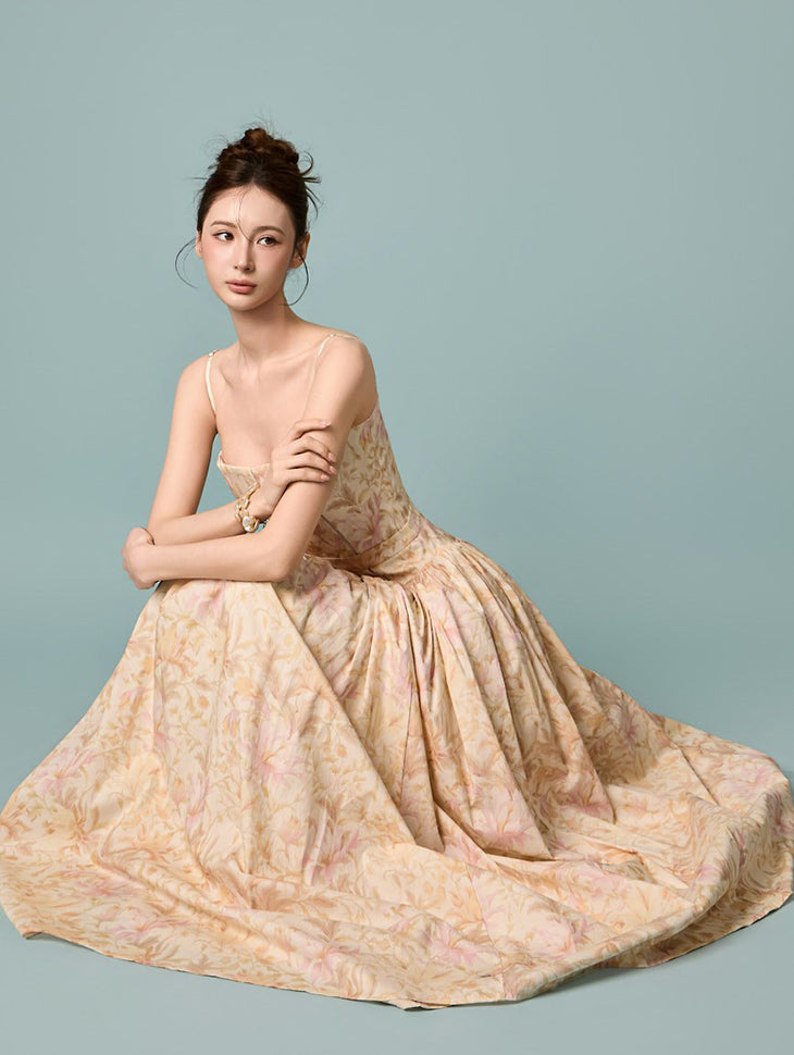 D5550 花卉紧身胸衣连衣裙