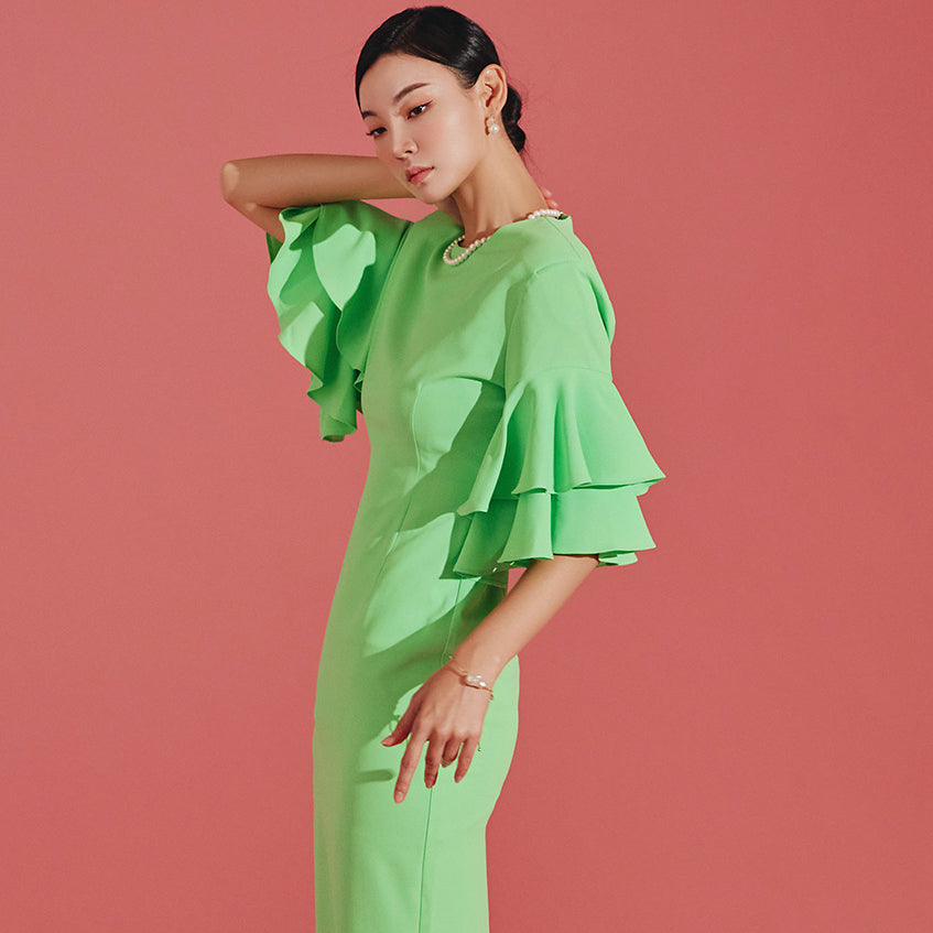 D4670 ダブルフリルドレス