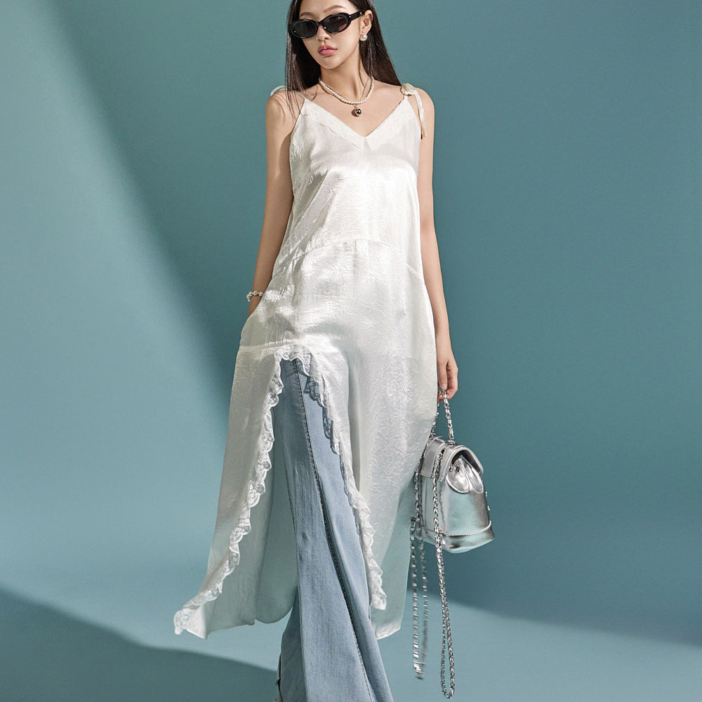 D5030 レーススリットドレス