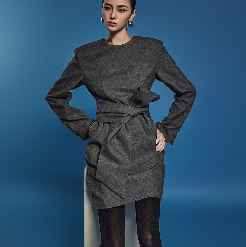 D5124 スカーフ付きミニドレス