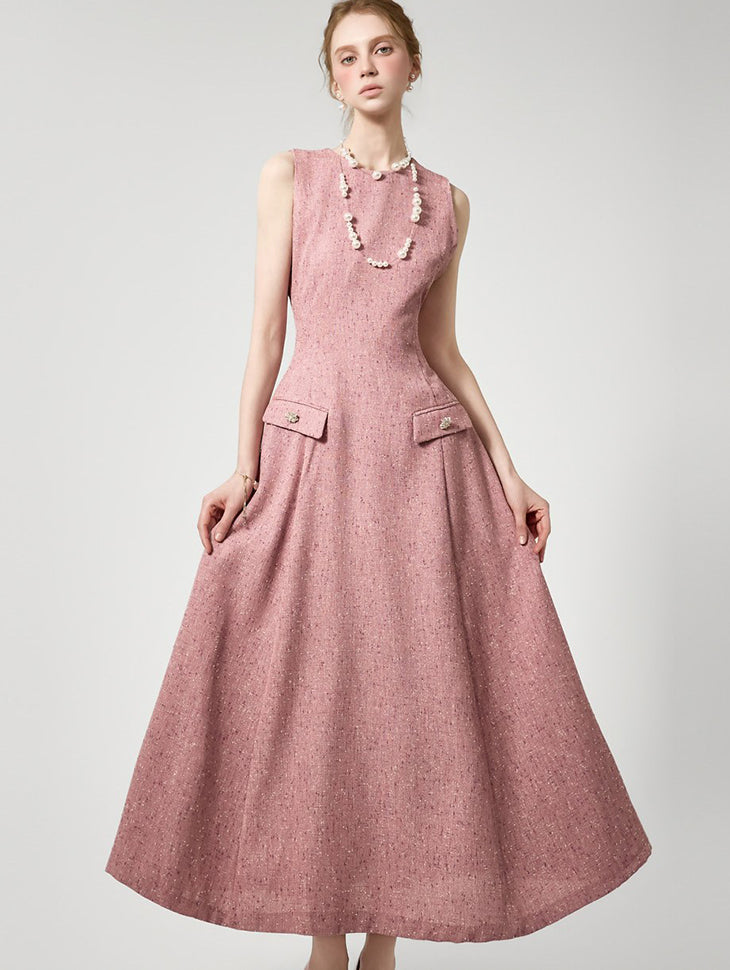 D9595 无袖喇叭连衣裙