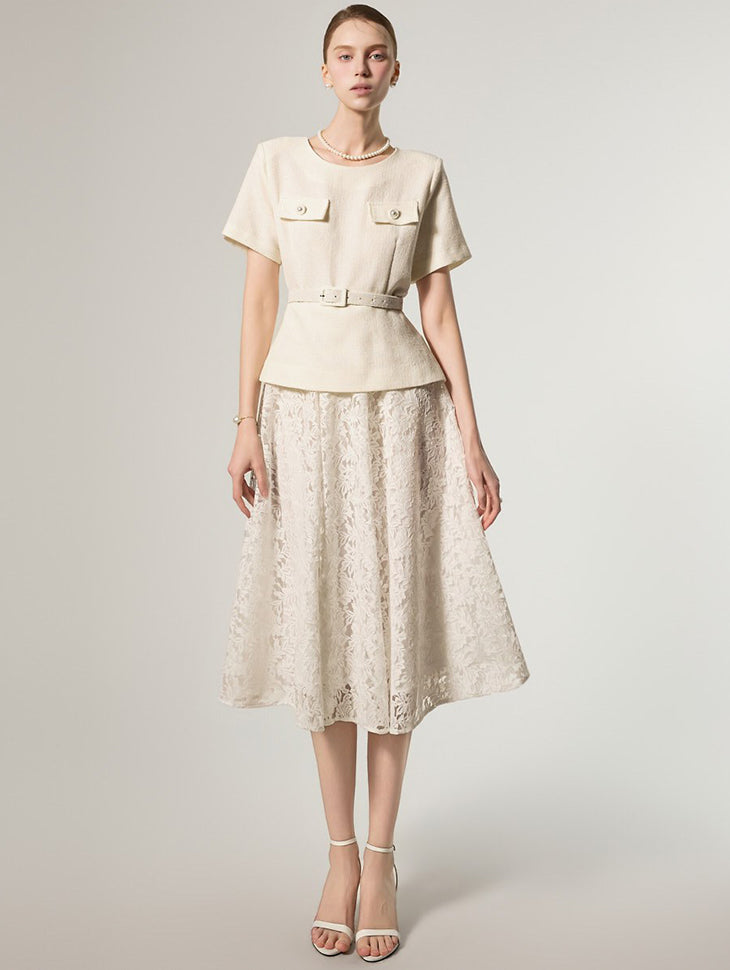 D5490 蕾丝连衣裙(带腰带)