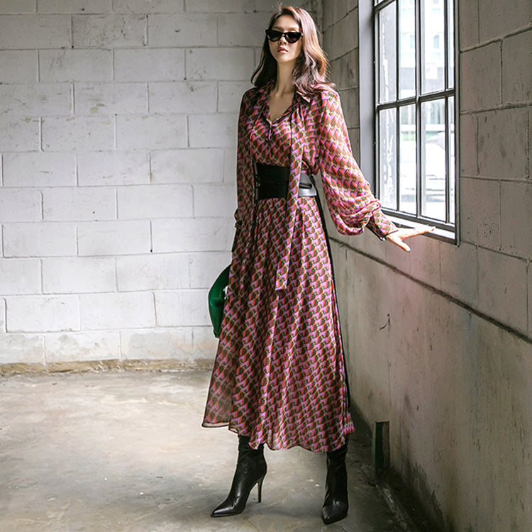 D4304 ストラップセット柄ワンピース