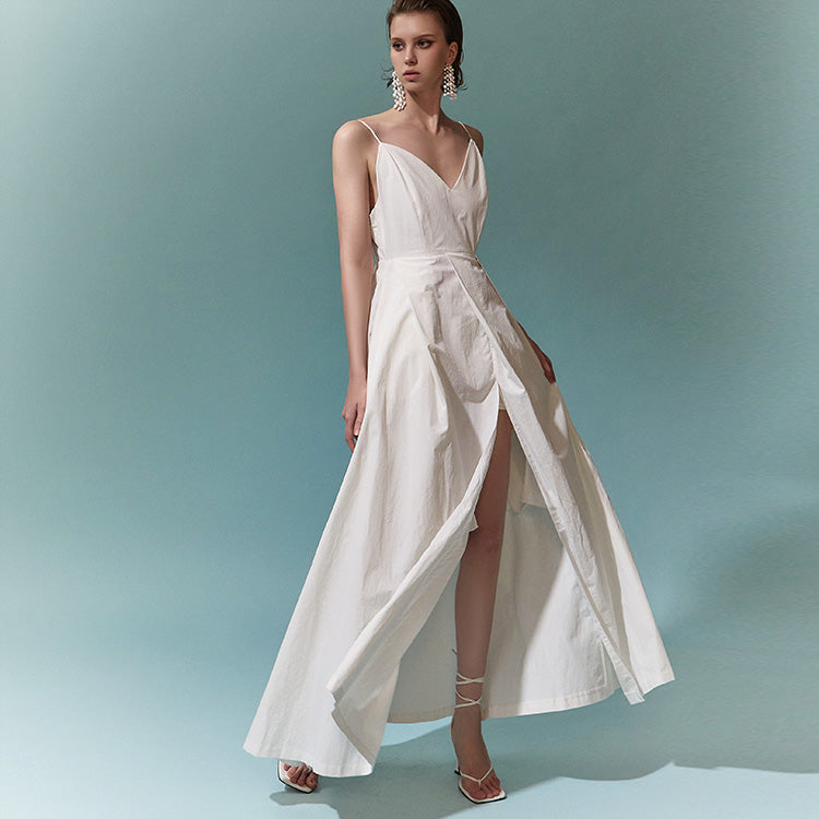 D9355 Heart Neck Slit Dress