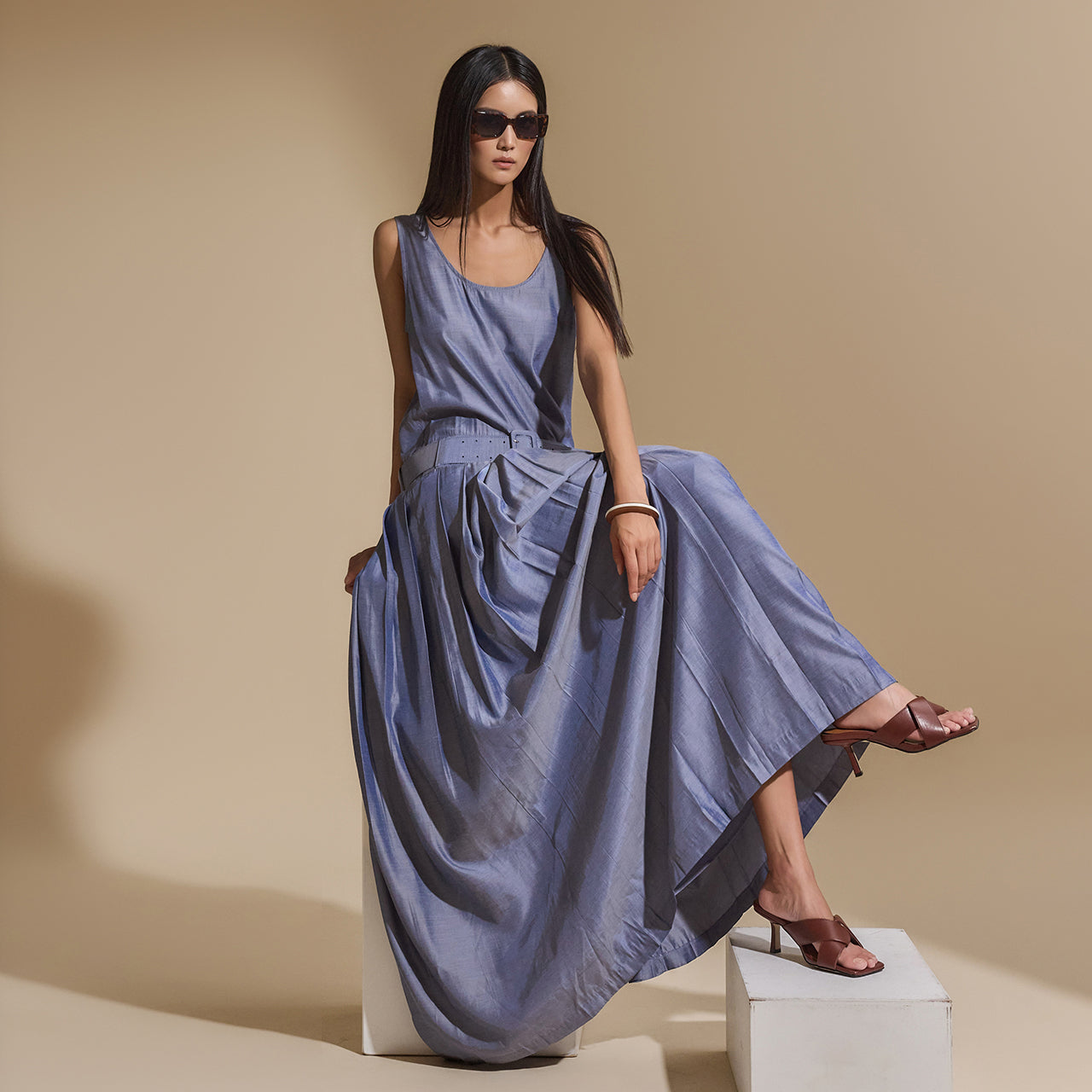 D5028 ベルト付きドレス