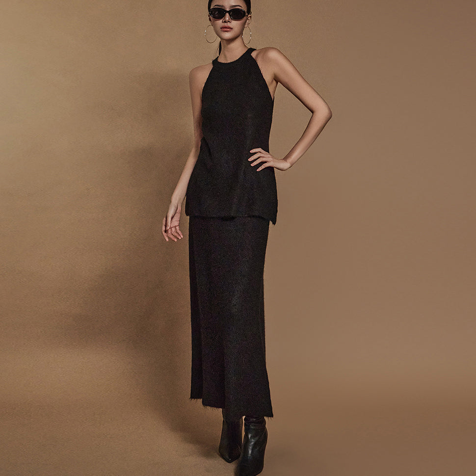 D5107 露背针织两件套