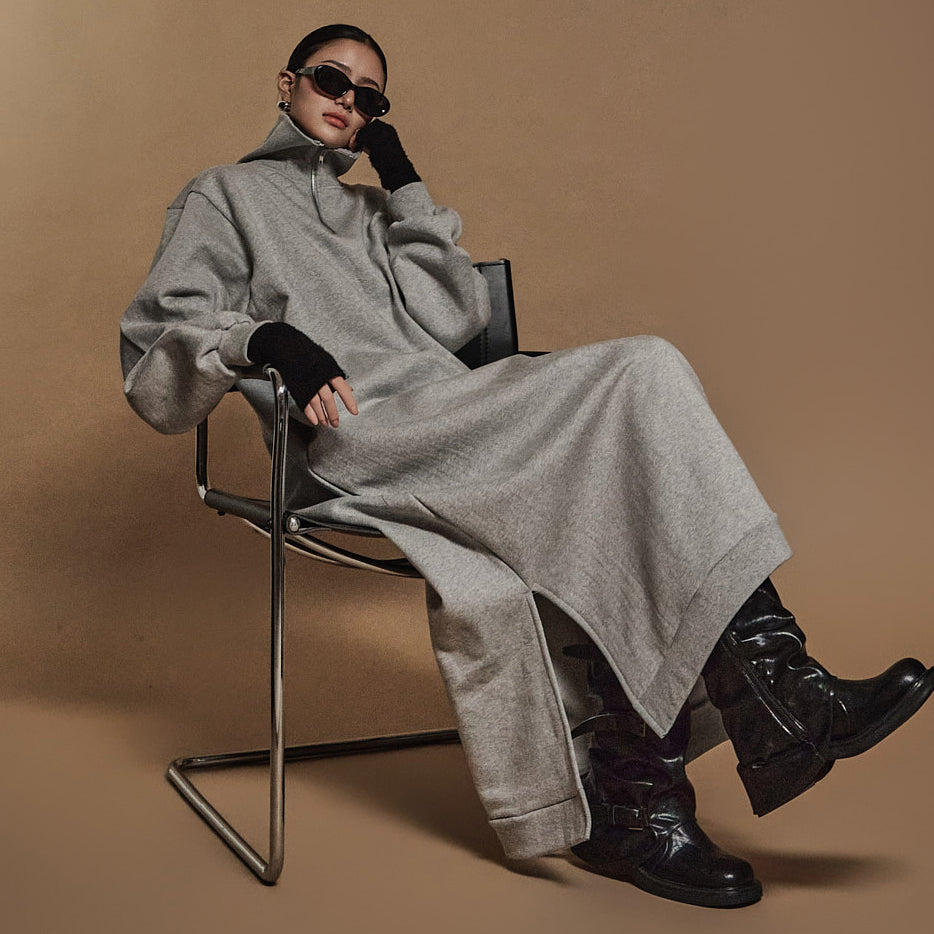 D5111 高领羊毛衬里连衣裙