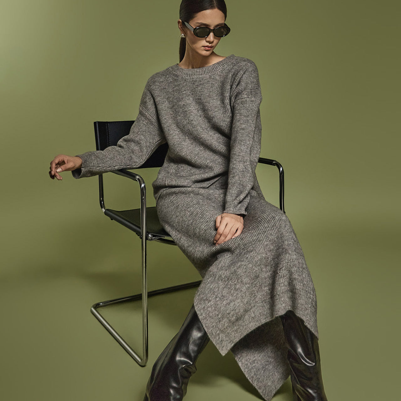 D5113 ニットウールツーピース