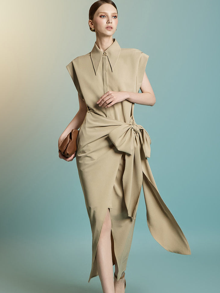 D9554 Tie-Strap Shirt Dress