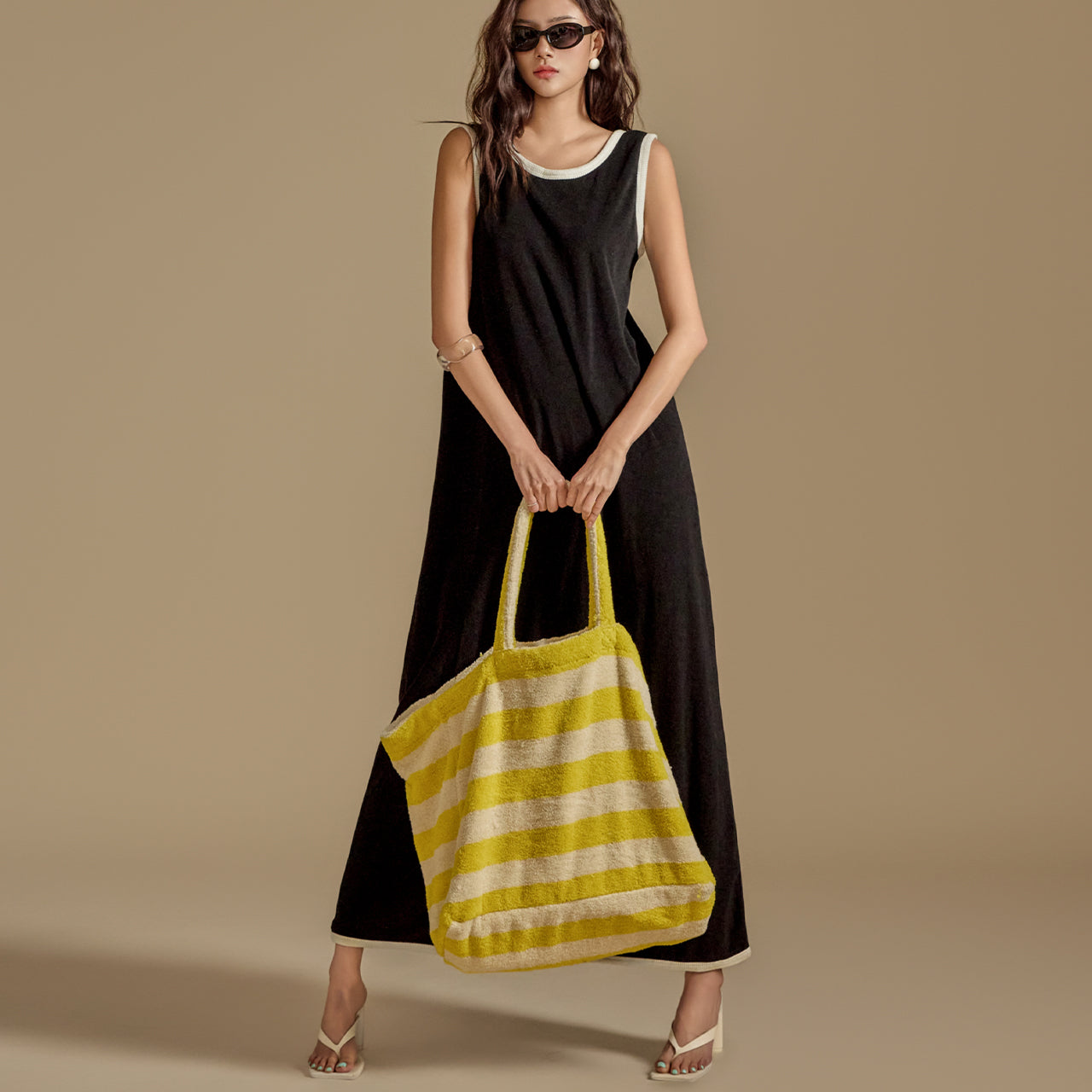 D5063 撞色毛圈布连衣裙