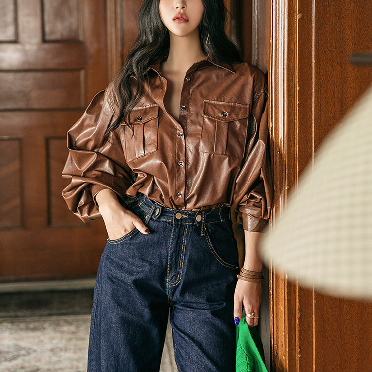 S441 レザーシャツ