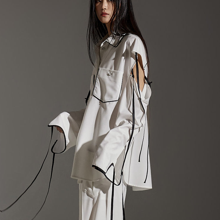 MBD24O2S001 肩带饰边衬衫