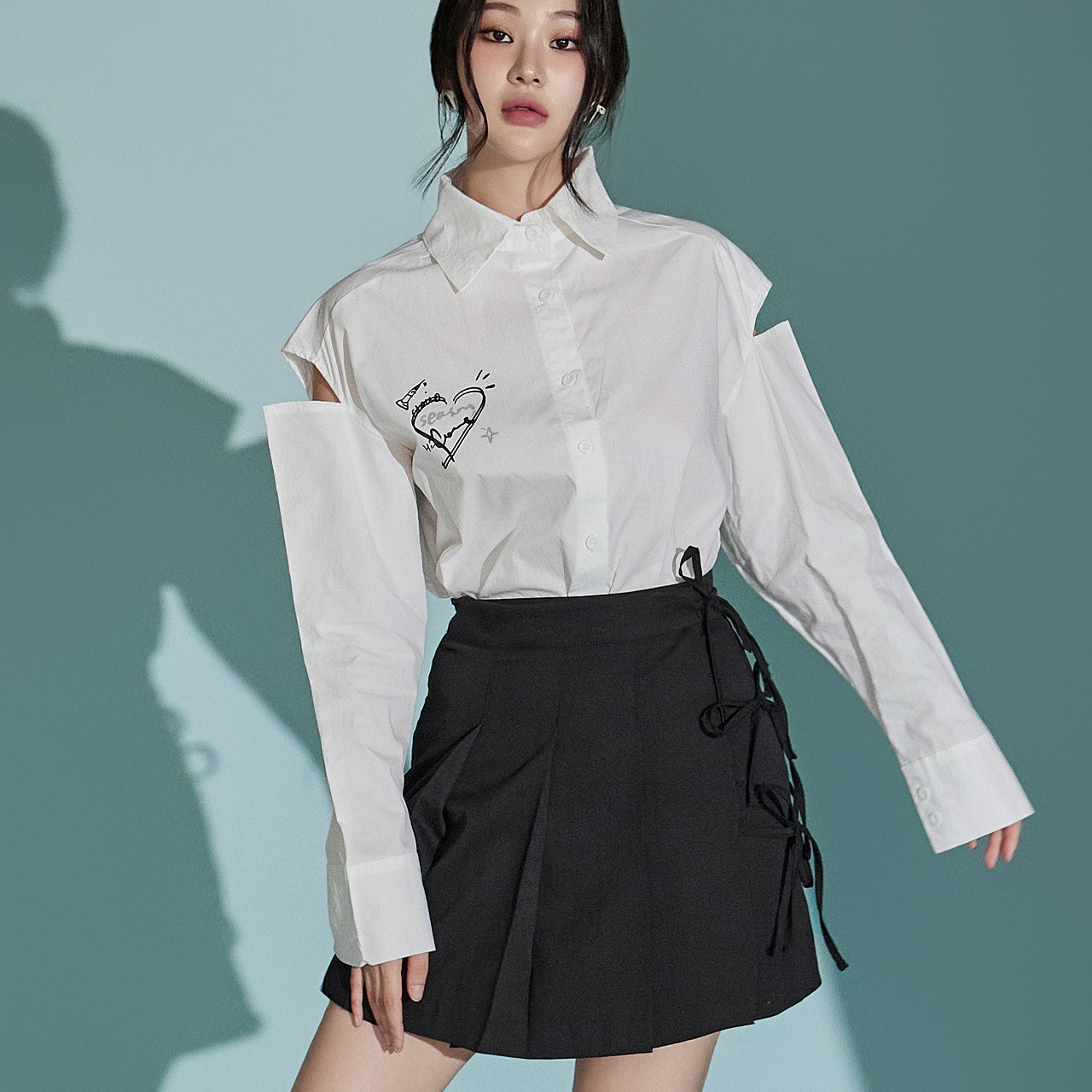 S628 Shoulder Slit Shirt