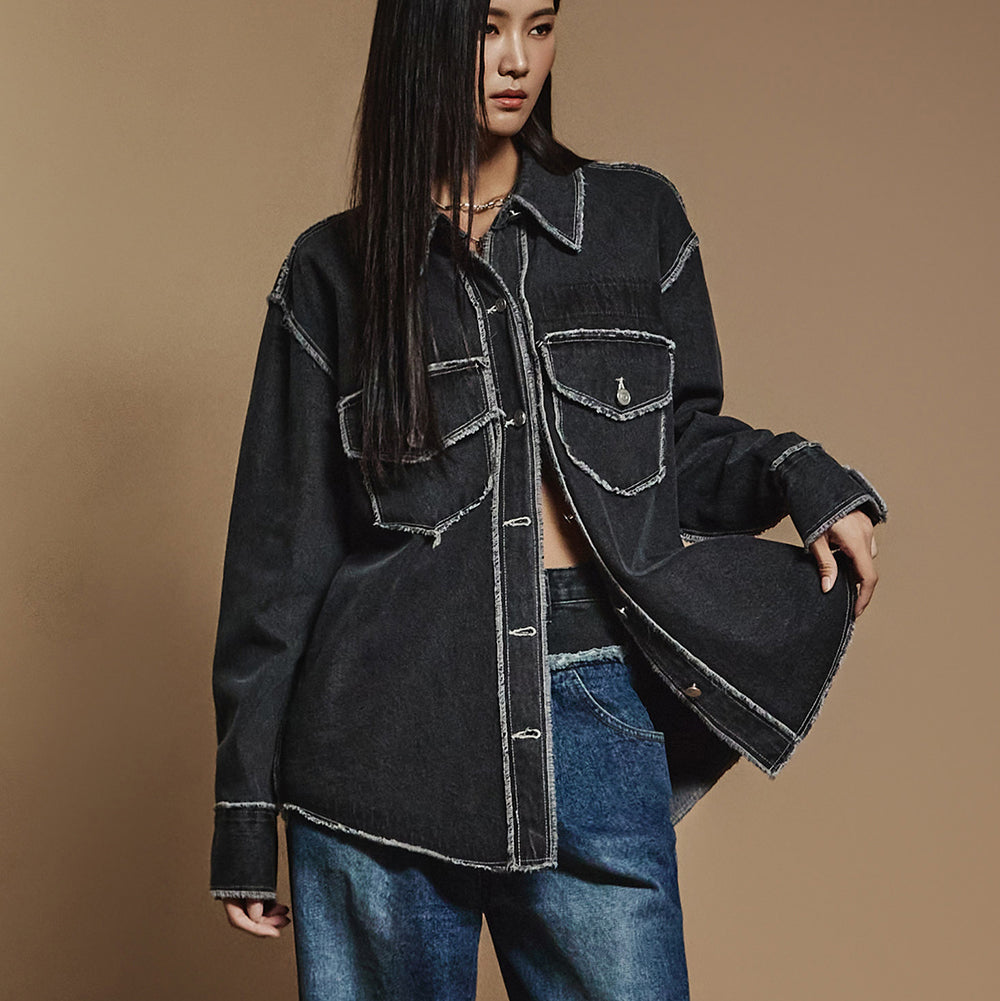 S504 牛仔布针口袋衬衫