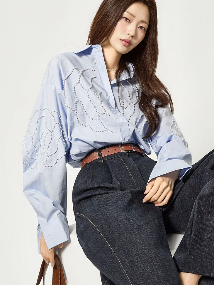 S859 珍珠花衬衫