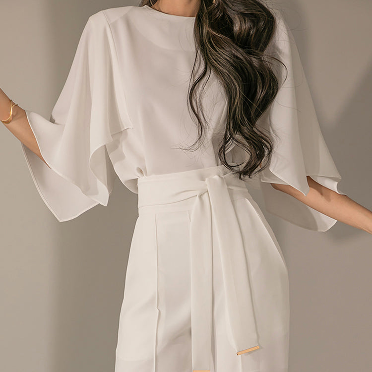 B2749 Sleeveless Cape Blouse