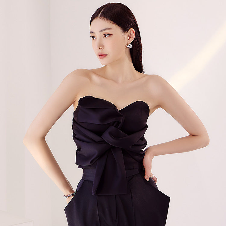 B9141 蝴蝶结抹胸衬衫