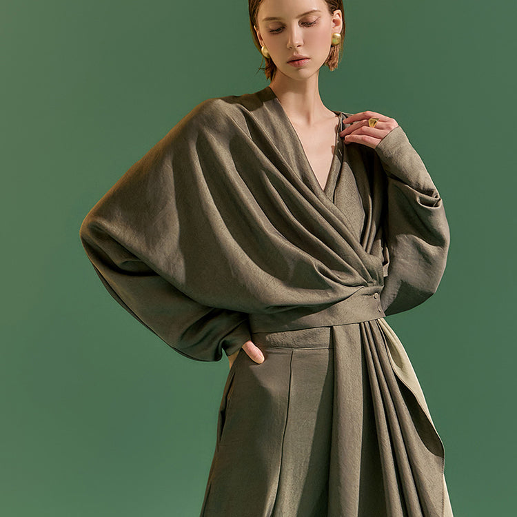 B9165 垂坠裹身衬衫