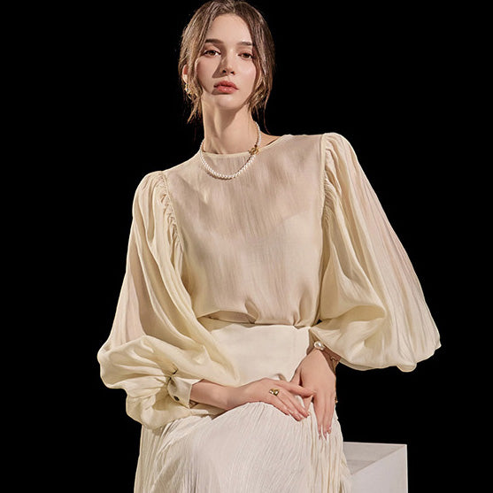 B2879 パフスリーブブラウス