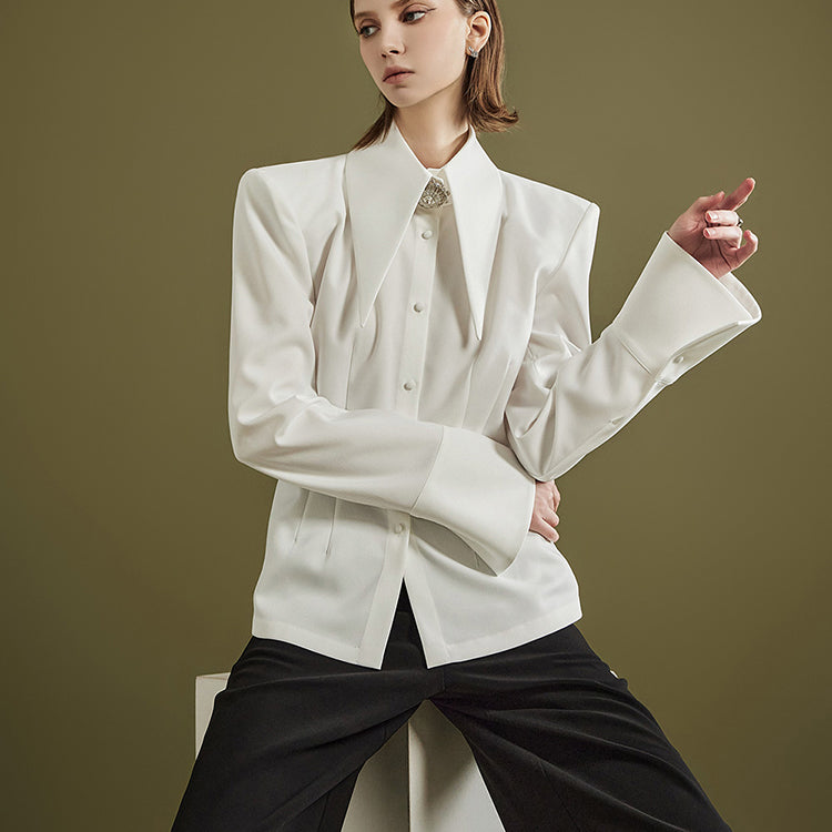 MBDS001 胸针大领垫肩衬衫