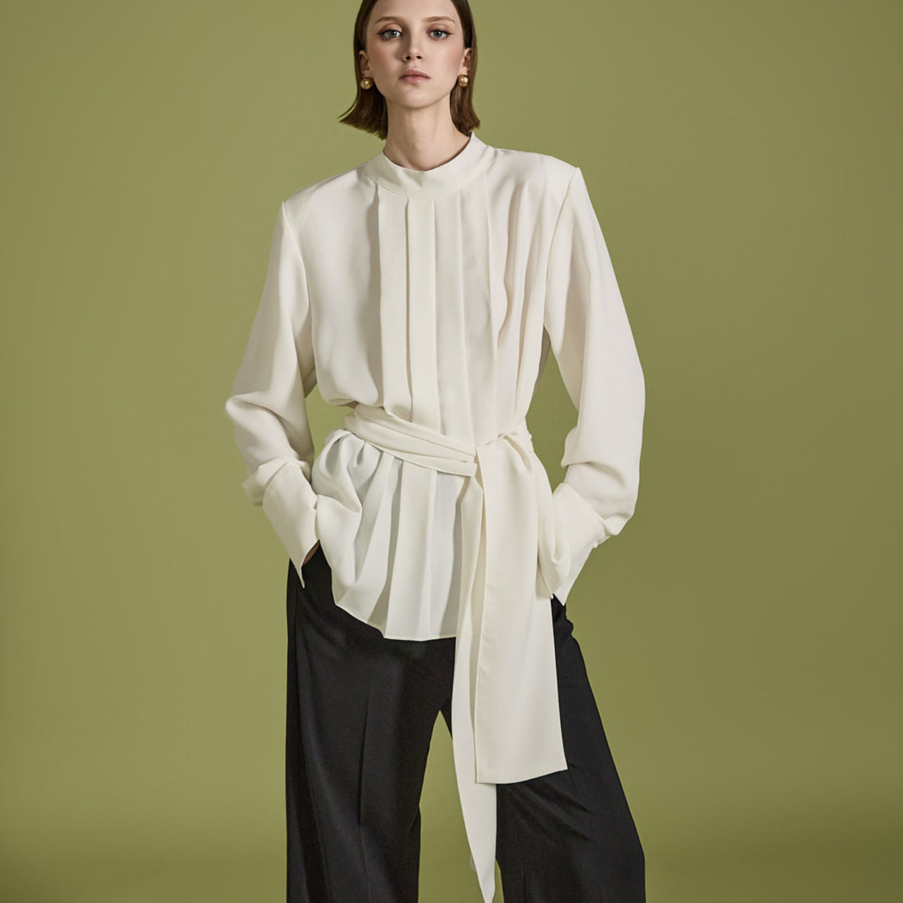 B3017 衬衫配围巾