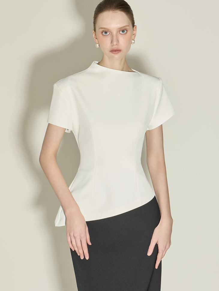 B9203 Uneven-Neck Blouse