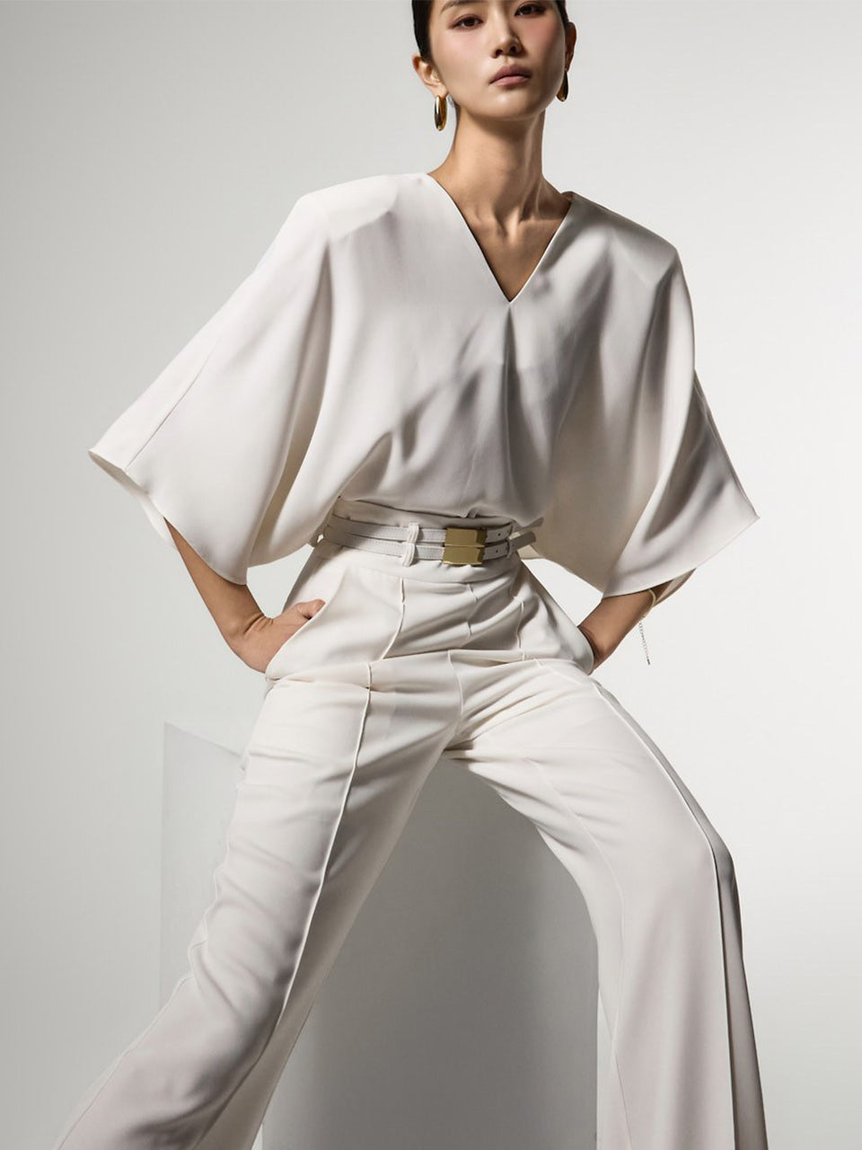 B3175 V领插肩衬衫