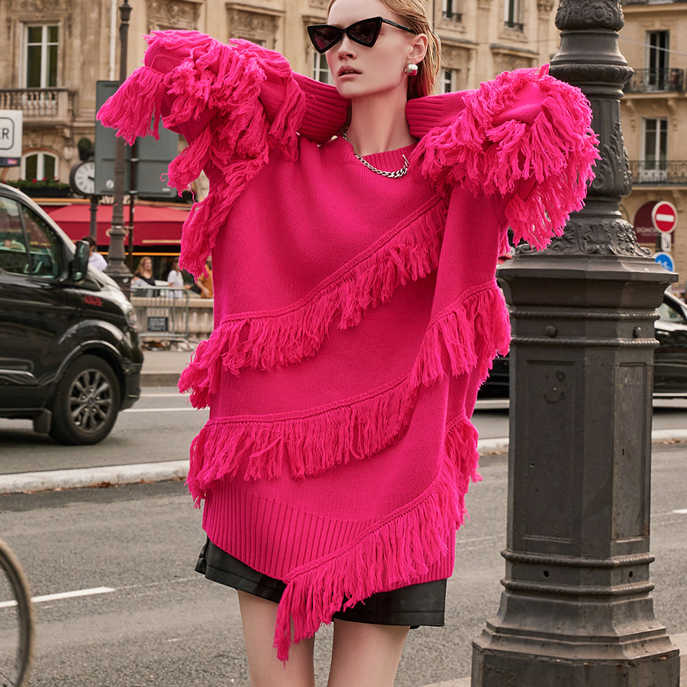 MBDE001 流苏大廓形长针织衫