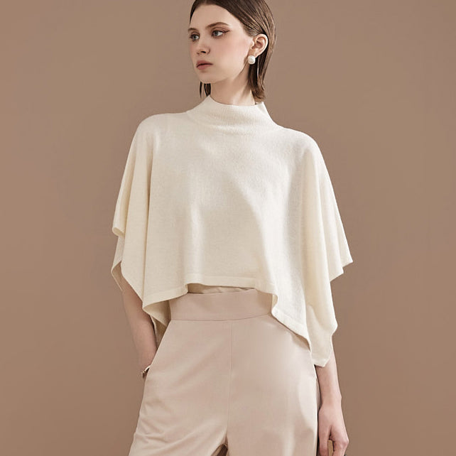 E3292 羊毛不平衡斗篷针织