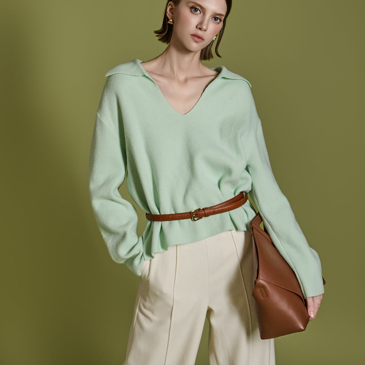 E3571 襟付きウールニット