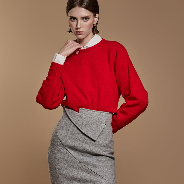 E3575 圆领羊毛针织衫