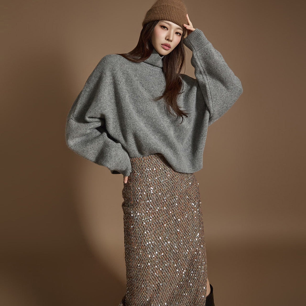 E3622 タートルネックウールニット