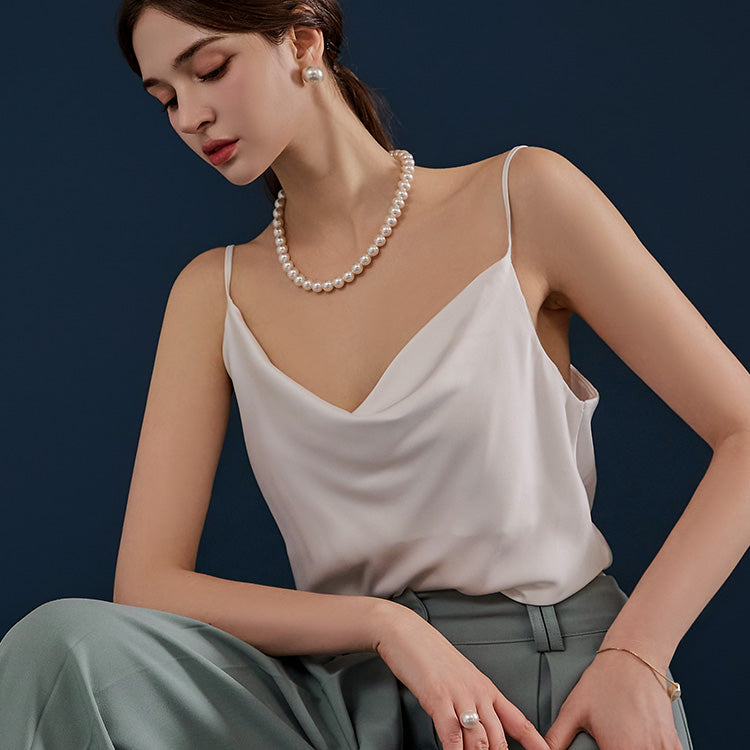 E3047 サテンカウルネック ノースリーブ