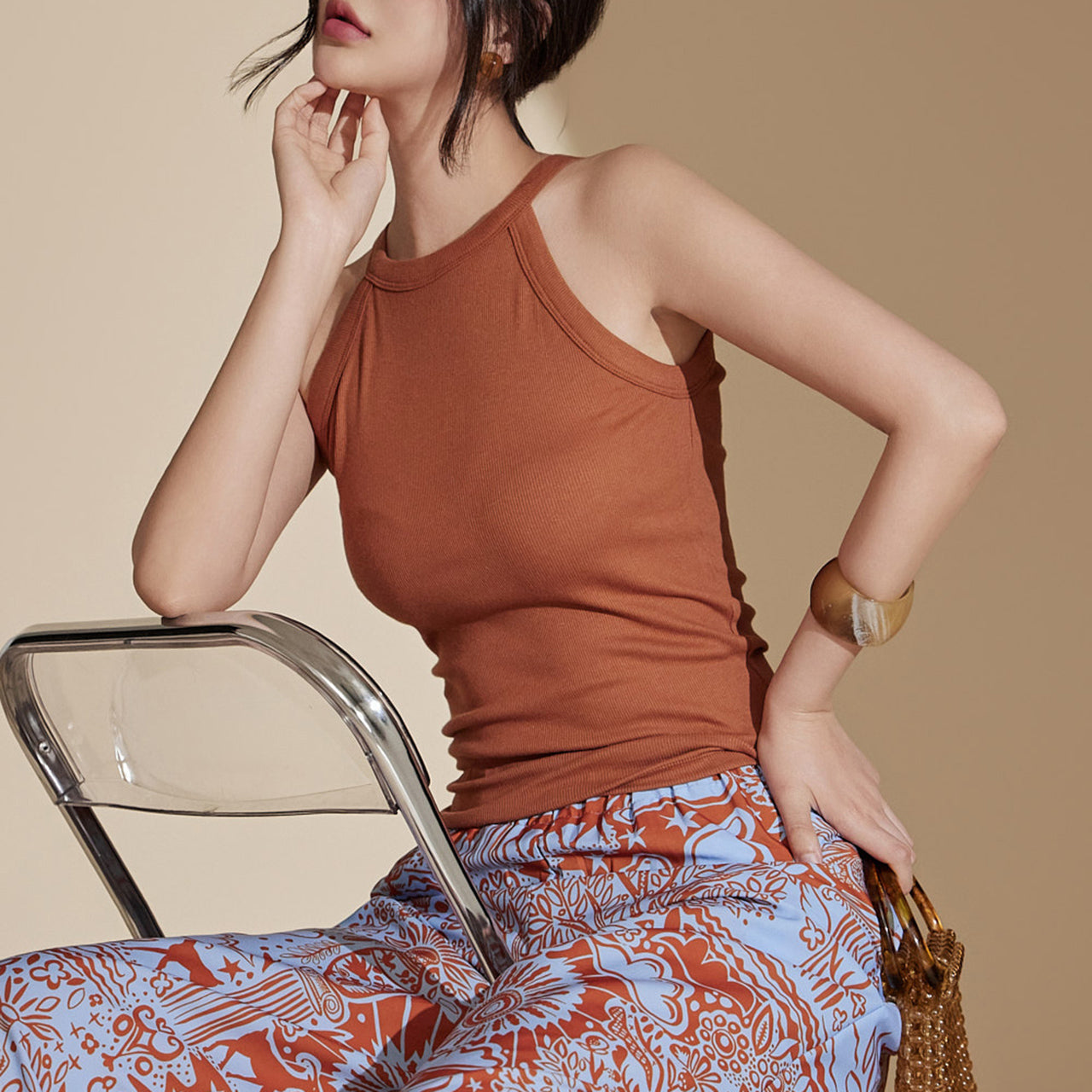 E3399 Halter Neck Sleeveless Top