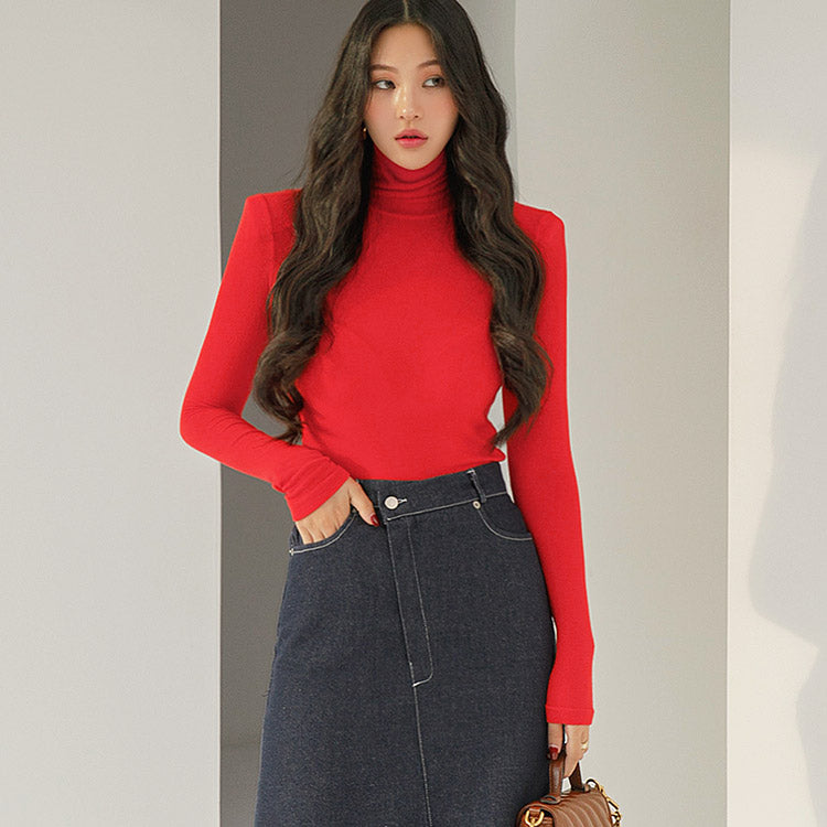 E2817 高领衬垫上衣