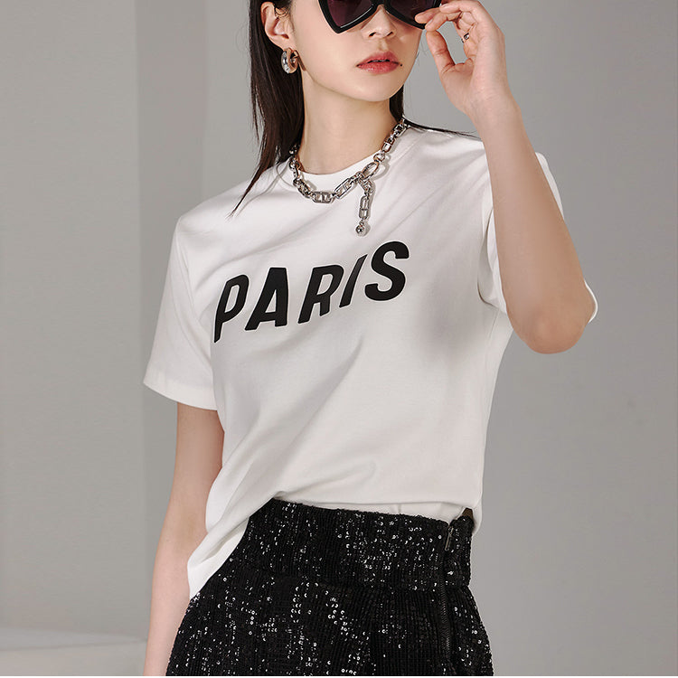 E2964 レザーレタリングTシャツ