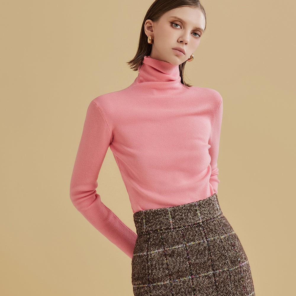 E3179 高领修身针织衫