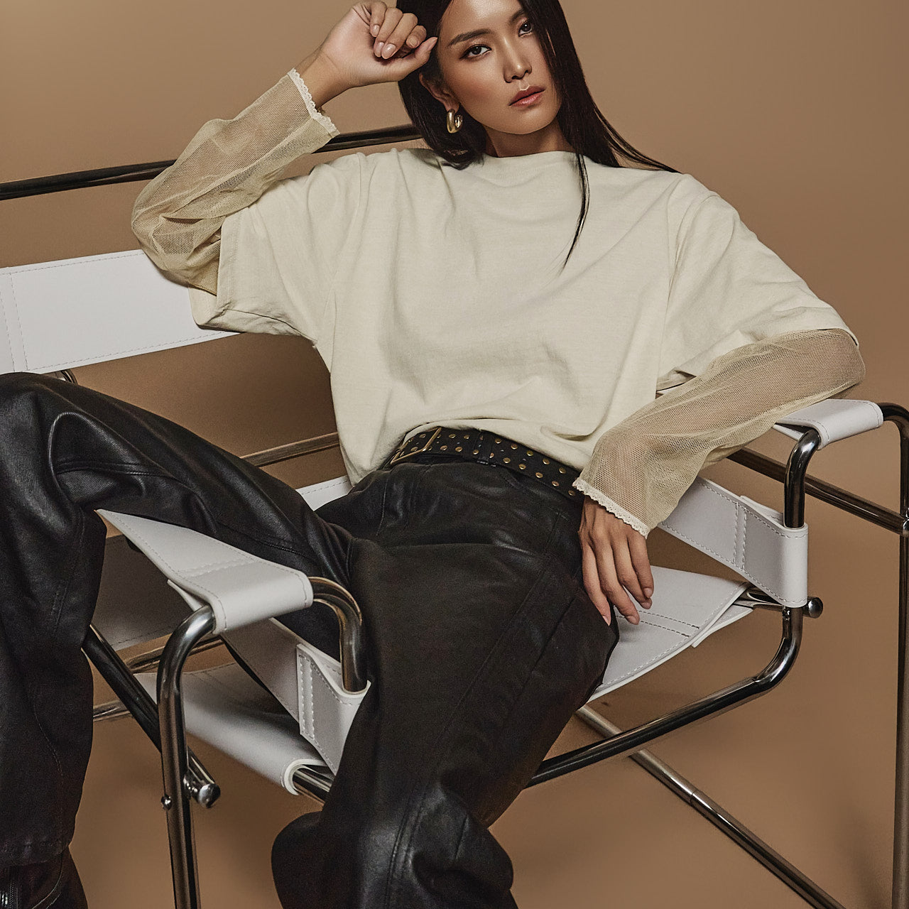 E3540 メッシュレイヤードトップ