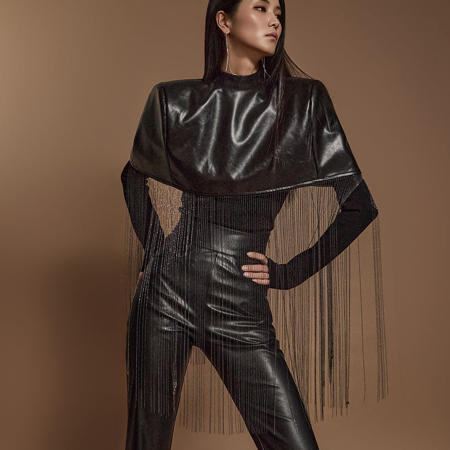 E9029 链条皮革上衣