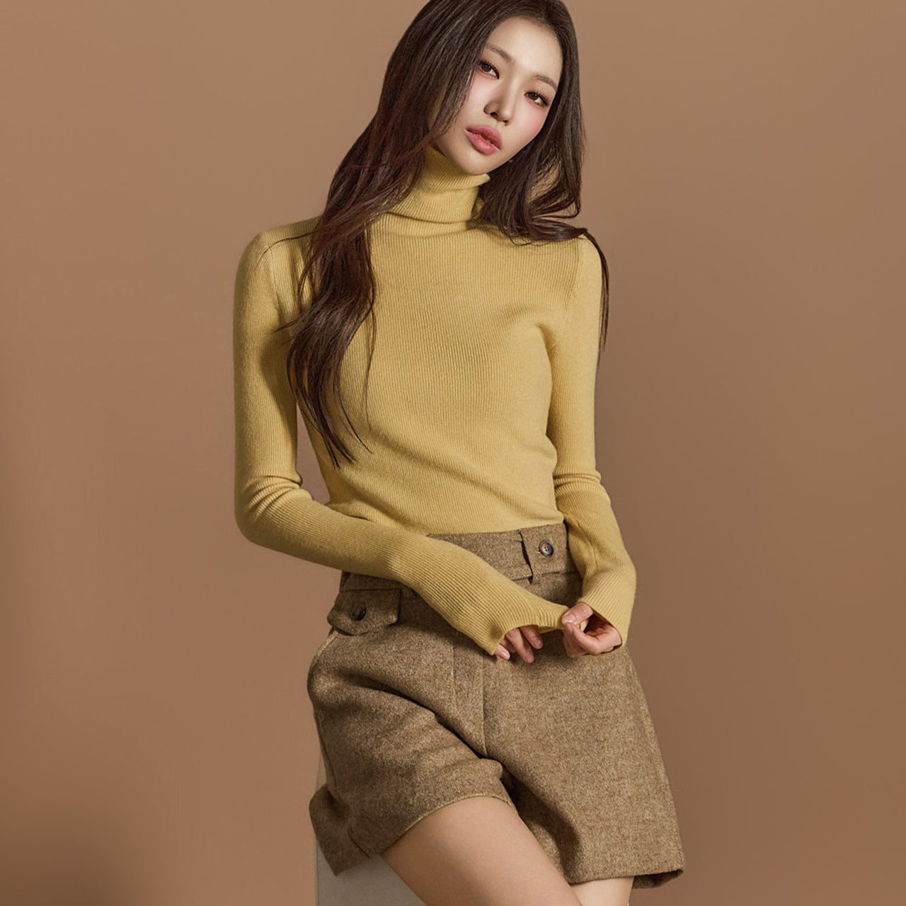 E3654 罗纹针织上衣