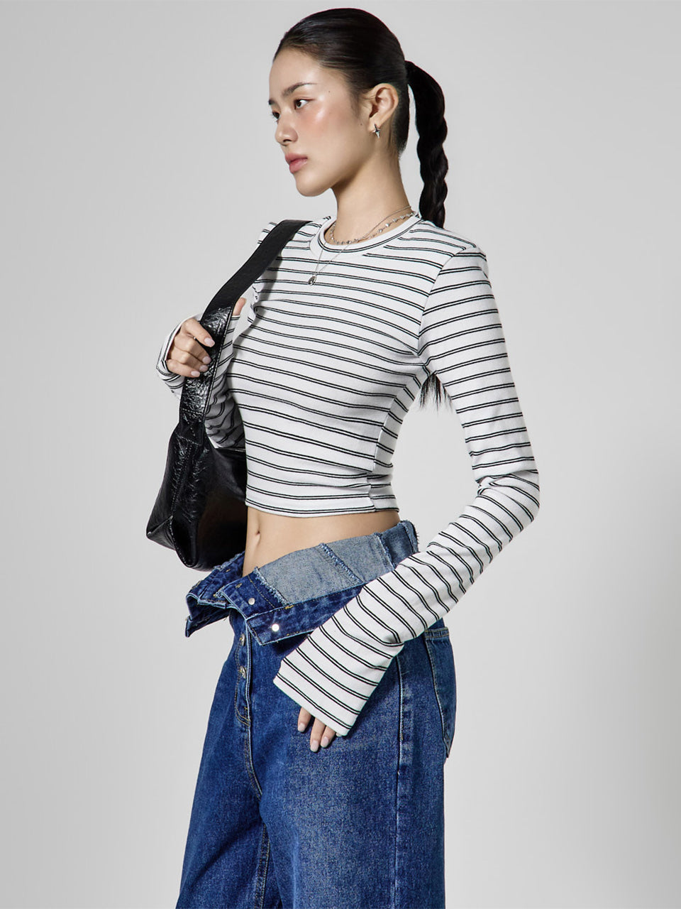 E4124 Striped Crop Top