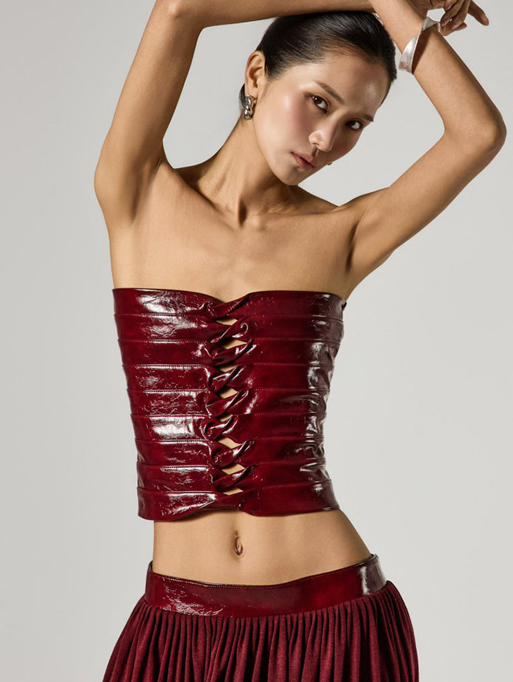 E4140 Corset Leather Tube Top