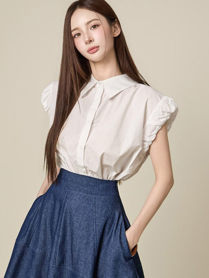 B3219 Frill Shoulder Blouse
