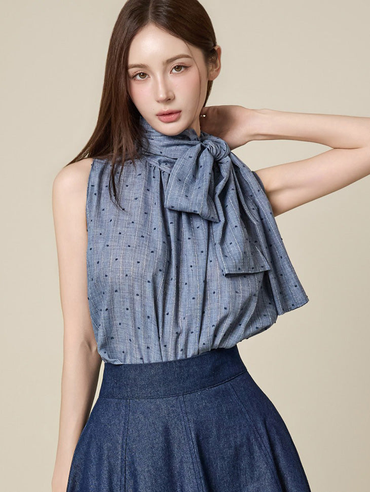 B3220 挂脖系带女衬衫