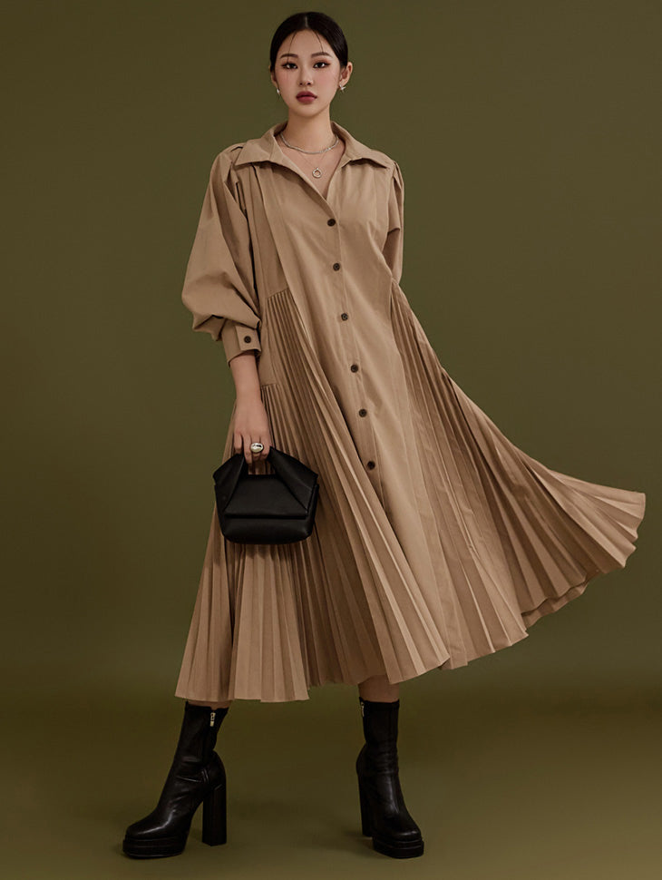 D4784 Shirts Pleated Dress