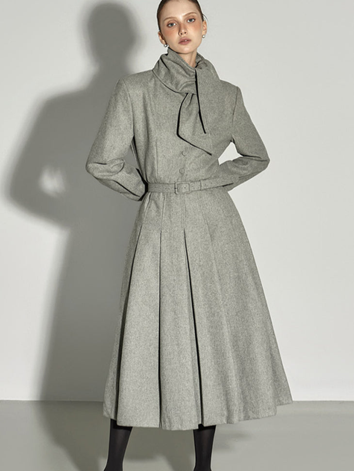 D5166 配腰带羊毛连衣裙