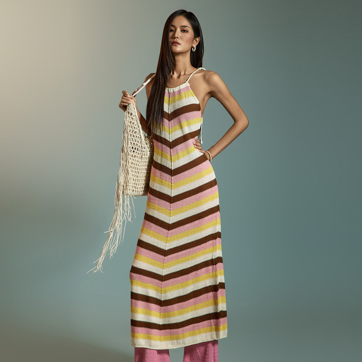 D5329 条纹针织连衣裙