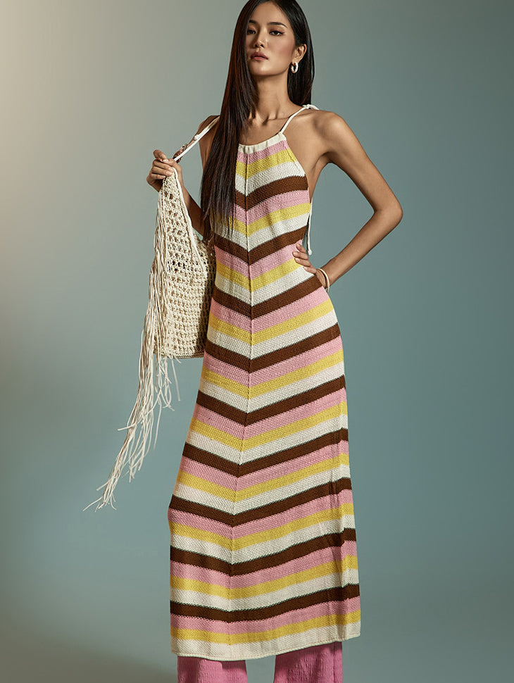 D5329 Striped Knit Dress